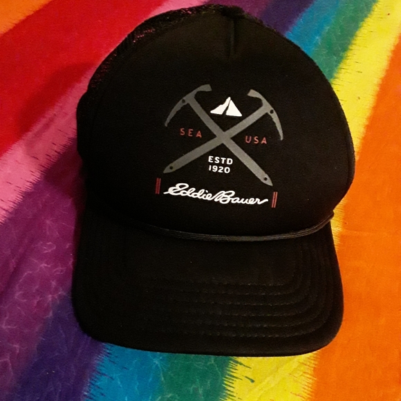 Eddie Bauer Unisex Black Snapback Hat With - Picture 1 of 8